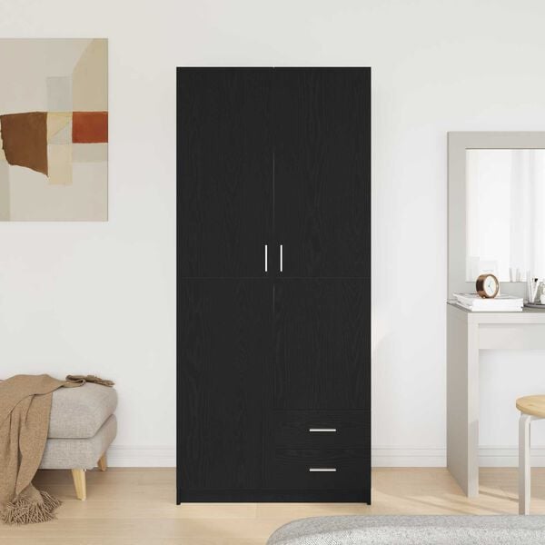 vidaXL Ντουλάπι Μαύρη δρυς 80 x 52 x 180 εκ Επεξεργασμένο ξύλο