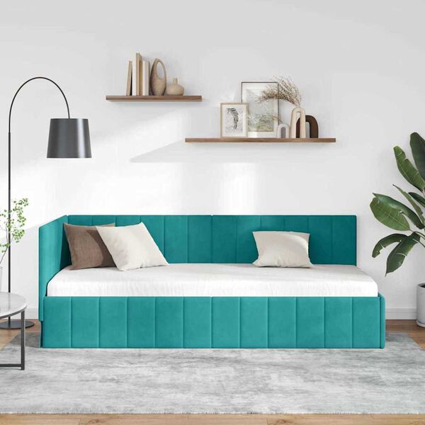 vidaXL Κρεβάτι Γωνίας με κεφαλάρι Τιρκουάζ 80 x 200 cm Βελούδο