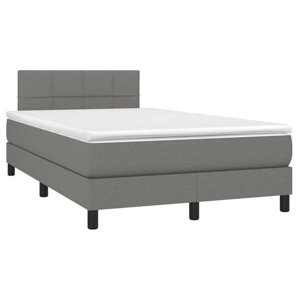 vidaXL Κρεβάτι Boxspring με Στρώμα Σκούρο Γκρι 120x200 εκ. Υφασμάτινο