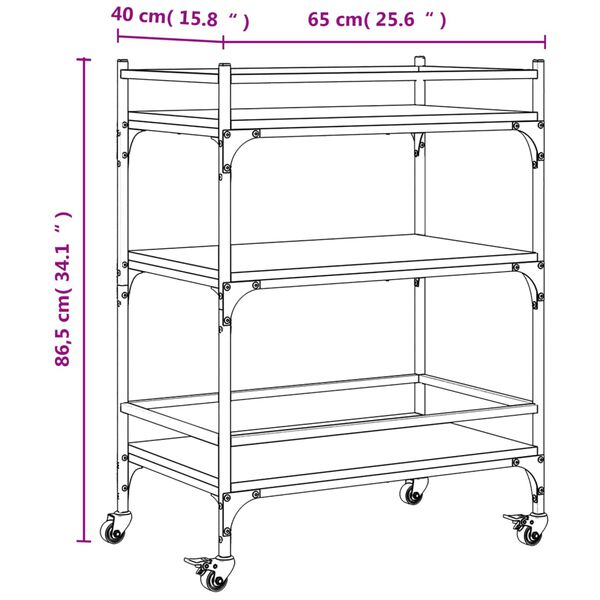 vidaXL Τρόλεϊ Κουζίνας Καπνιστή Δρυς 65x40x86,5 εκ. Επεξεργασμένο Ξύλο