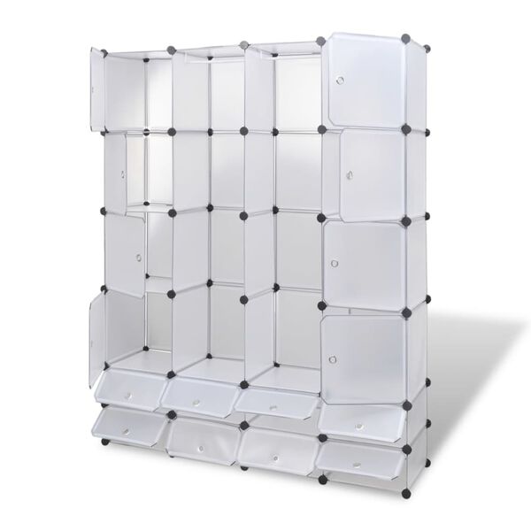 vidaXL Ντουλάπα Σπονδυλωτή 18 Τμήματα Άσπρη 37 x 146 x 180,5 εκ