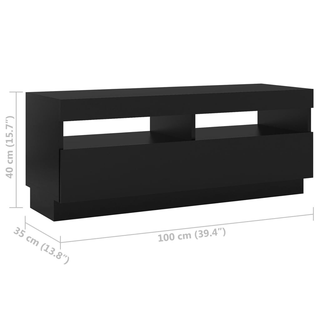 vidaXL Έπιπλο Τηλεόρασης με Φωτισμό LED Μαύρο 100 x 35 x 40 εκ.