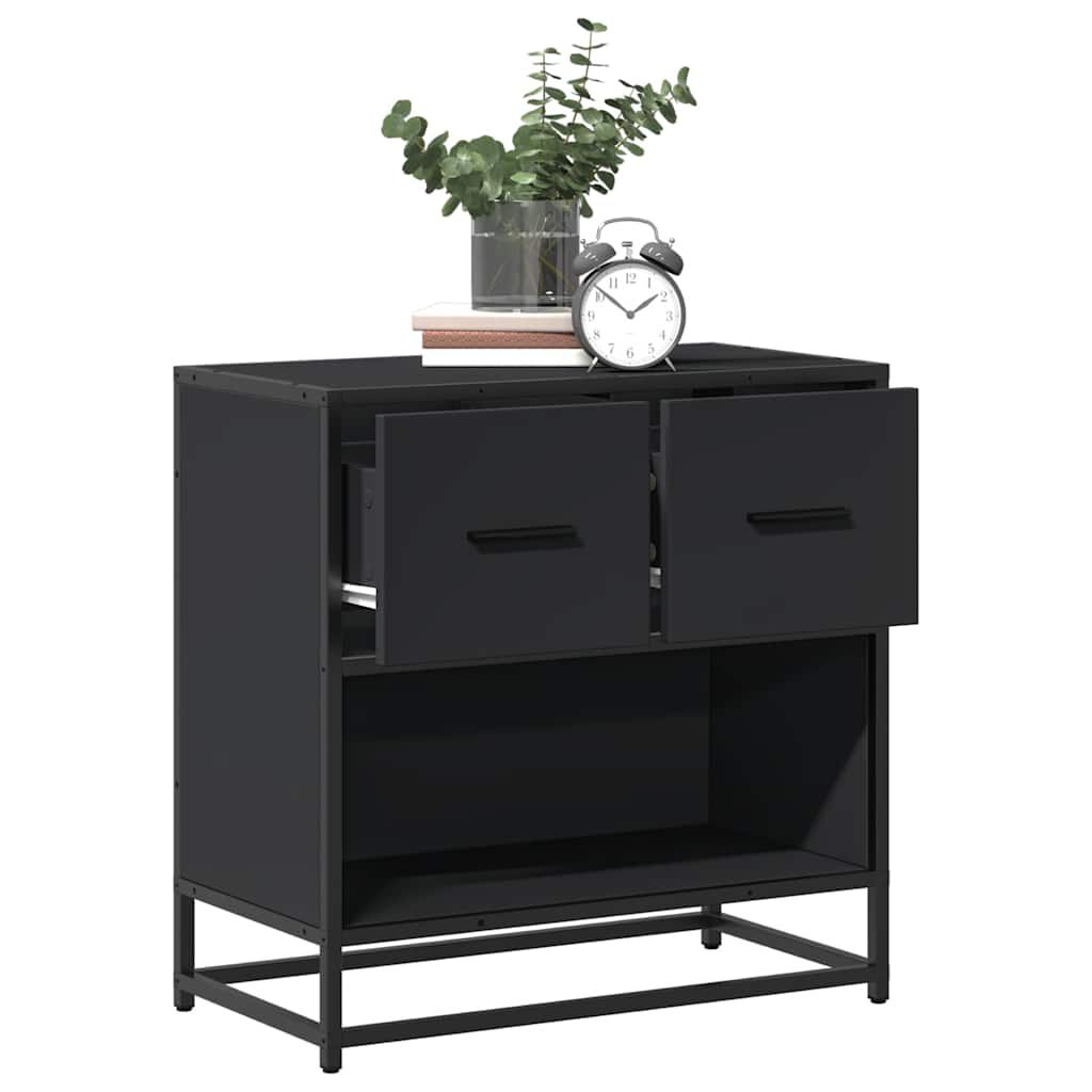 vidaXL Κομοδίνο Μαύρο 60x31x60 cm Κατασκευασμένο ξύλο και μέταλλο