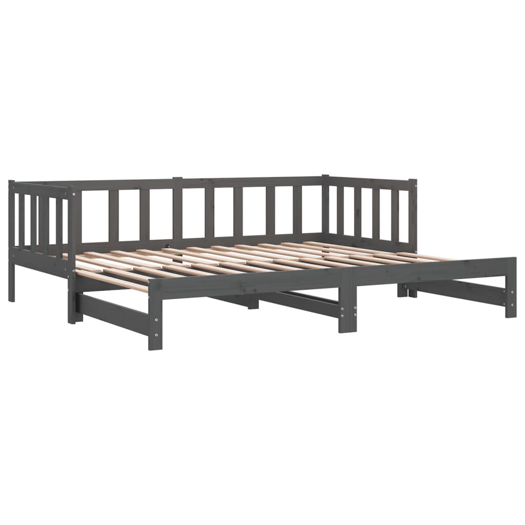 vidaXL Καναπές Κρεβάτι Γκρι 2 x (90 x 200) εκ. από Μασίφ Ξύλο Πεύκου