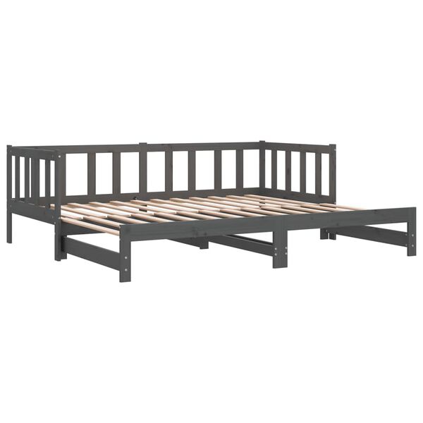 vidaXL Καναπές Κρεβάτι Γκρι 2 x (90 x 200) εκ. από Μασίφ Ξύλο Πεύκου