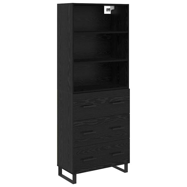 vidaXL Highboard &Mu;&alpha;ύ&rho;&eta; &Omicron;&xi;&upsilon;ά 69,5 x 34 x 180 &epsilon;&kappa;. &Epsilon;&pi;&epsilon;&xi;&epsilon;&rho;&gamma;&alpha;&sigma;&mu;έ&nu;&omicron; &xi;ύ&lambda;&omicron;