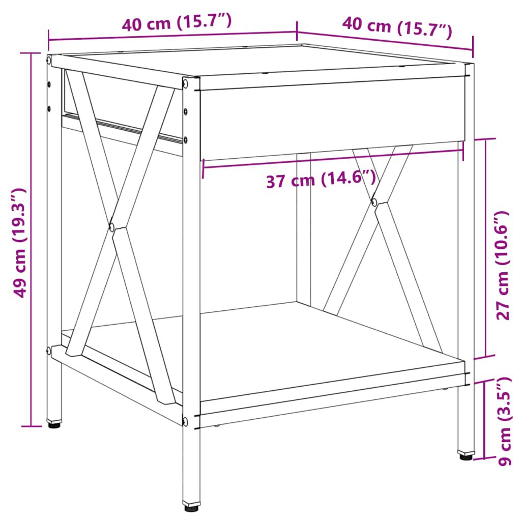 vidaXL Κομοδίνο Άπειρο Φως LED Γκρι Sonoma 40x40x49 εκ.