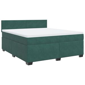 vidaXL Κρεβάτι Boxspring με Στρώμα Σκούρο Πράσινο 180x200εκ. Βελούδινο