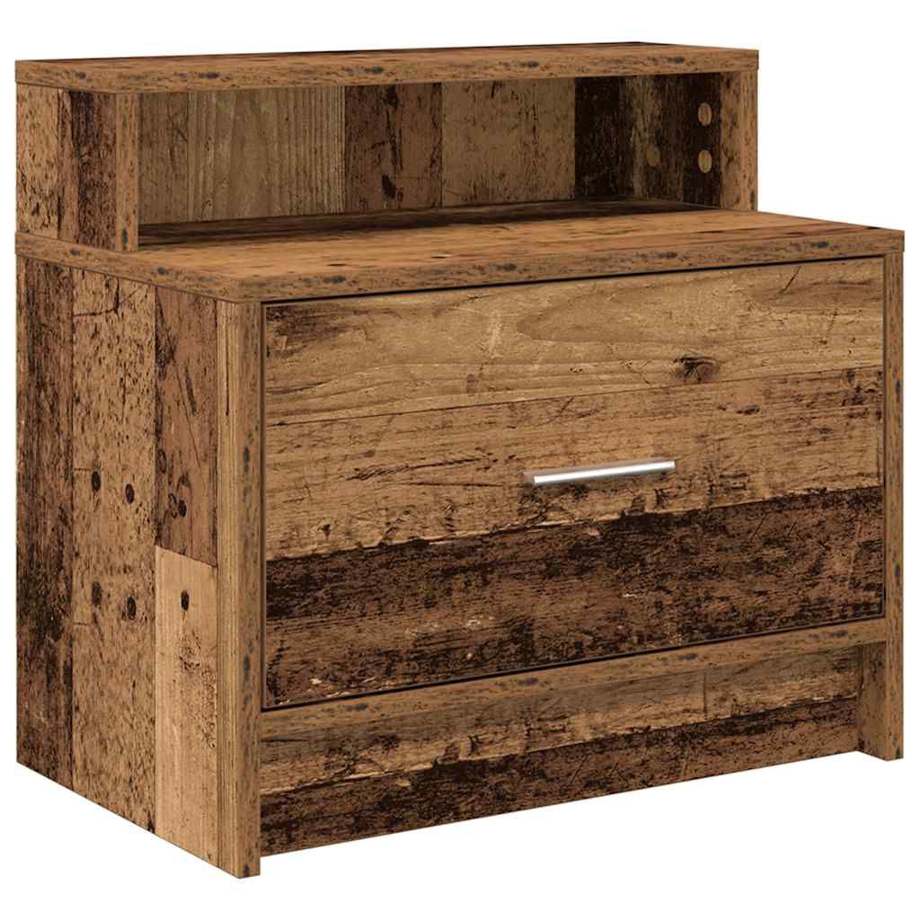vidaXL Κομοδίνο με συρτάρι Όψη Παλαιού Ξύλου 51x31x47 εκ.