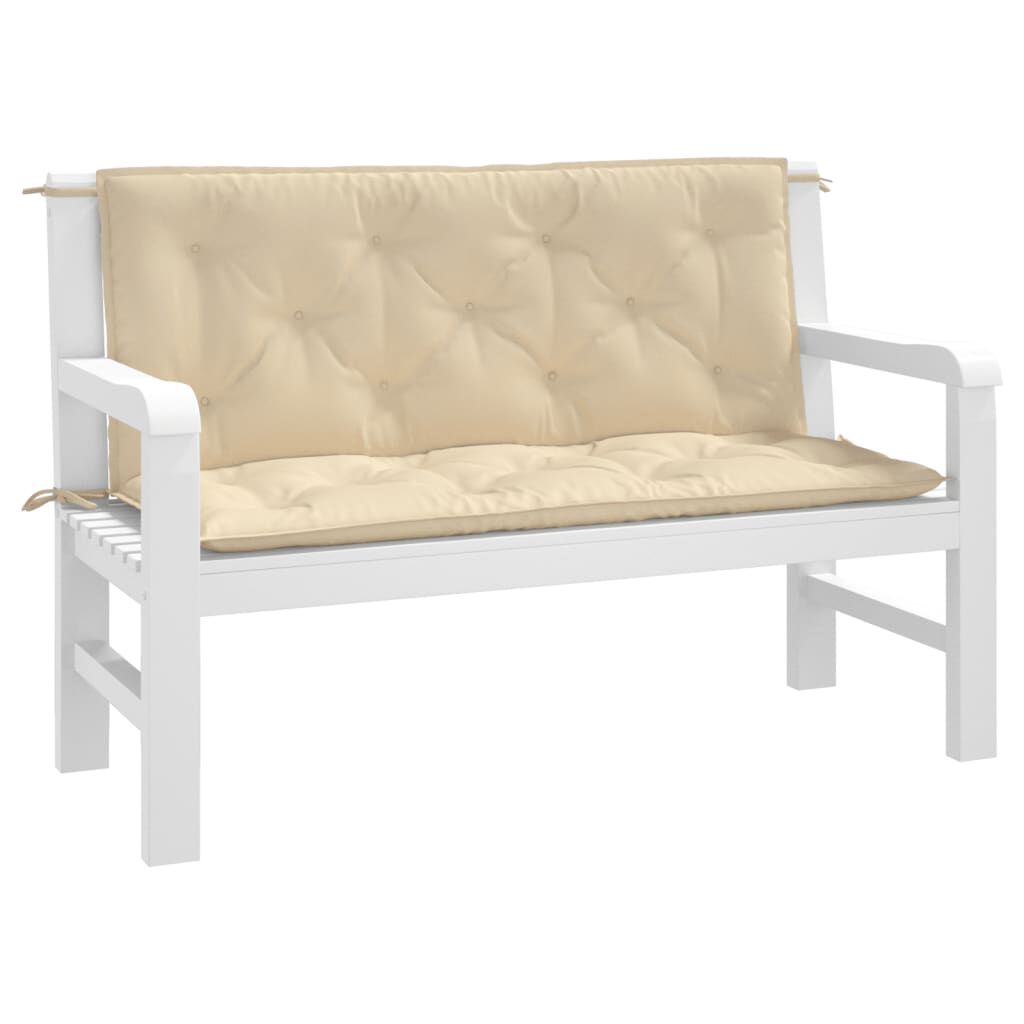vidaXL Μαξιλάρια Πάγκου Κήπου 2 τεμ. Μπεζ 120x50x7cm Ύφασμα Oxford