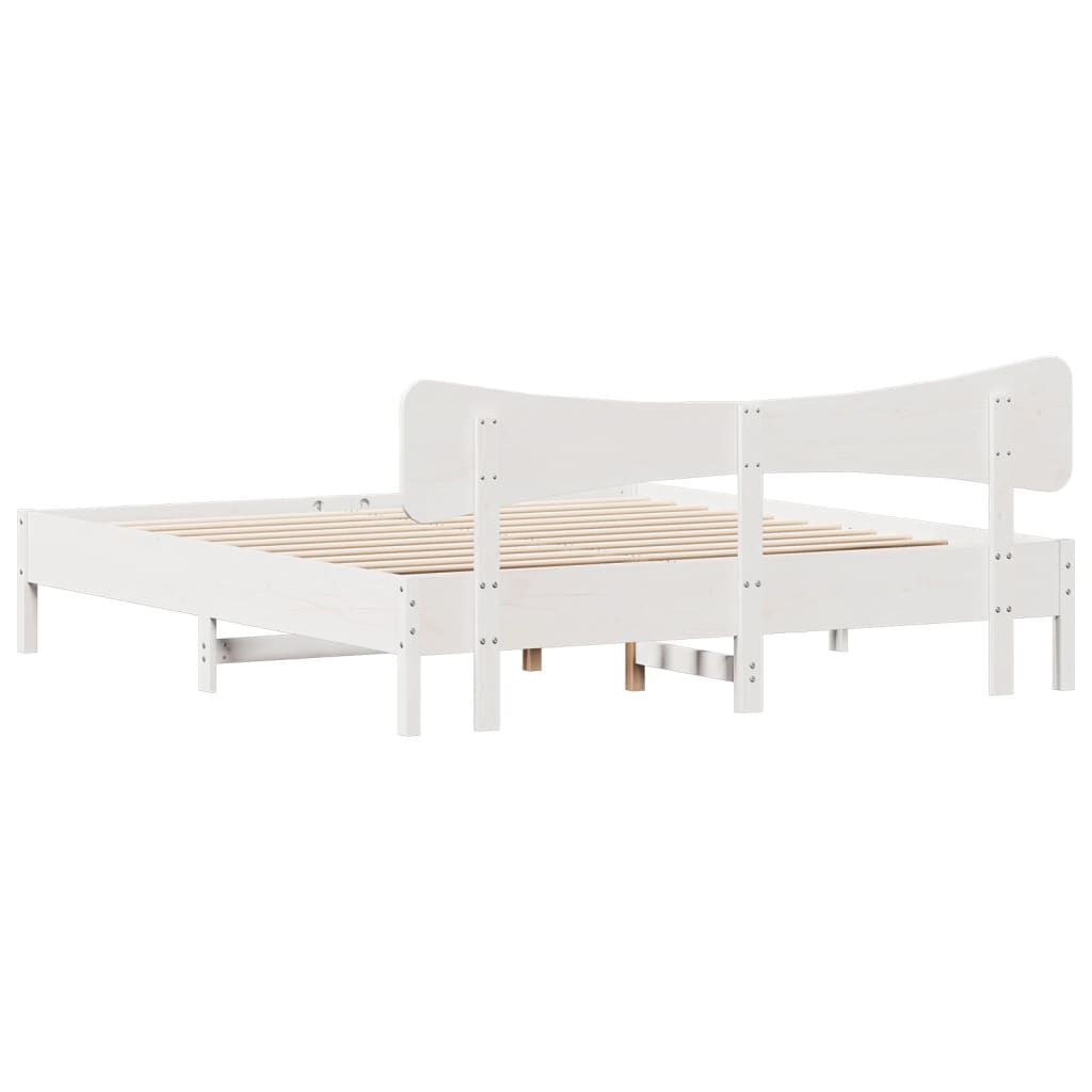 vidaXL Σκελετός Κρεβ. Χωρίς Στρώμα Λευκό 180x200 εκ Μασίφ Πεύκο