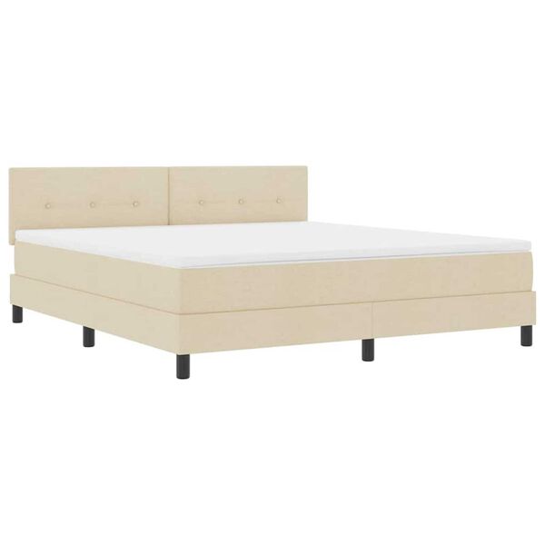 vidaXL Κρεβάτι με ελατήρια με στρώμα Κρεμ 180 x 200 cm ύφασμα