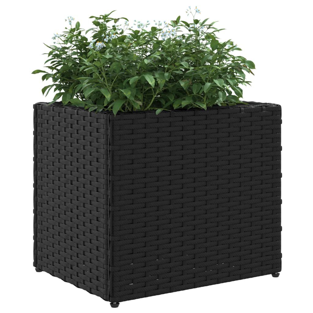 vidaXL Ζαρντινιέρες Κήπου 2 τεμ. Μαύρη 36x30x32εκ. από Συνθετικό Ρατάν