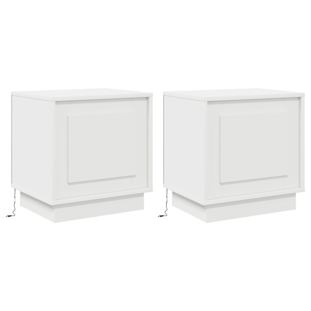 vidaXL Κομοδίνα με LED Φώτα 2 τμχ Λευκό 44x34,5x45 εκ