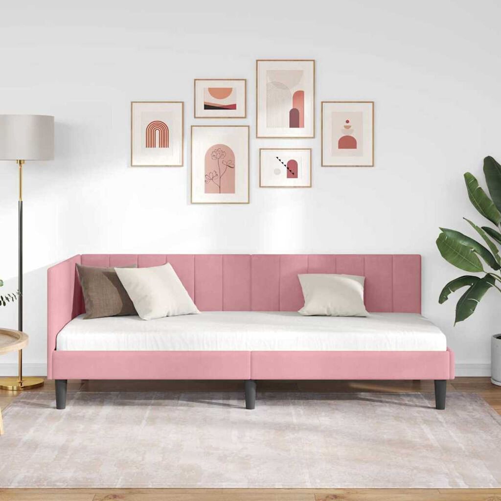 vidaXL Κρεβάτι Γωνίας με κεφαλάρι Ροζ 80 x 200 cm Βελούδο
