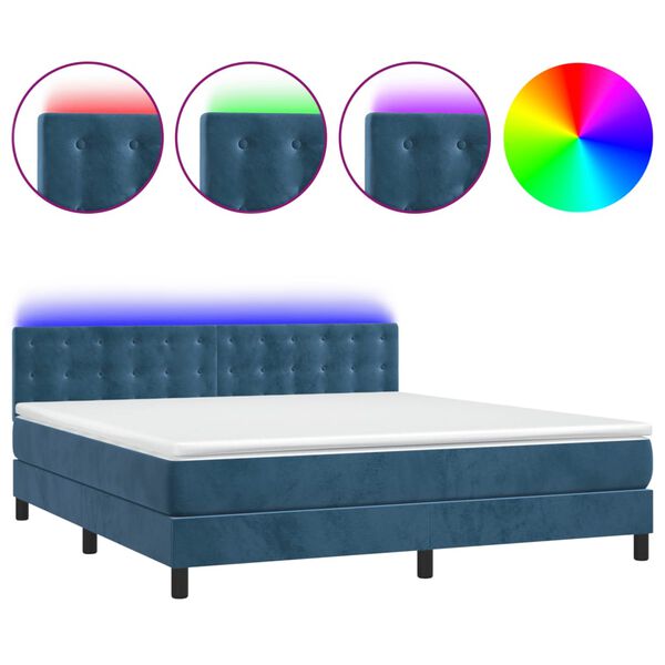 vidaXL &Kappa;&rho;&epsilon;&beta;ά&tau;&iota; Boxspring &mu;&epsilon; &Sigma;&tau;&rho;ώ&mu;&alpha; & LED &Sigma;&kappa;. &Mu;&pi;&lambda;&epsilon; 160x200&epsilon;&kappa;. &Beta;&epsilon;&lambda;&omicron;ύ&delta;&iota;&nu;&omicron;