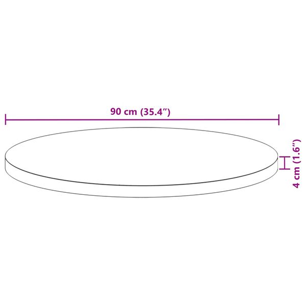 vidaXL Επιφάνεια Τραπεζιού Στρογγυλή Ø90x4 εκ. από Μασίφ Ξύλο Ακακίας