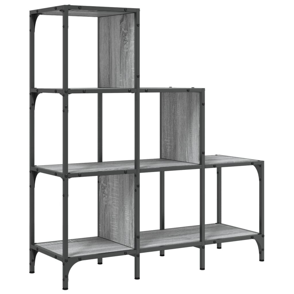 vidaXL Βιβλιοθήκη Γκρι Sonoma 92x30x102 εκ. Επεξεργ. Ξύλο & Μέταλλο