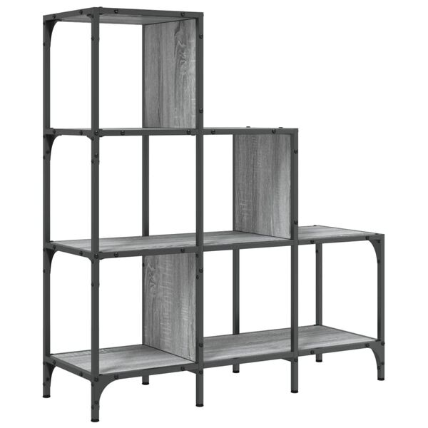 vidaXL Βιβλιοθήκη Γκρι Sonoma 92x30x102 εκ. Επεξεργ. Ξύλο & Μέταλλο