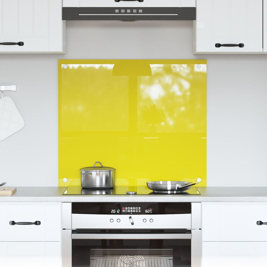 vidaXL Κουζίνα Πίσω Κάλυμμα Κίτρινο 70x60x0,6 εκ Σκληρυμένο Γυαλί