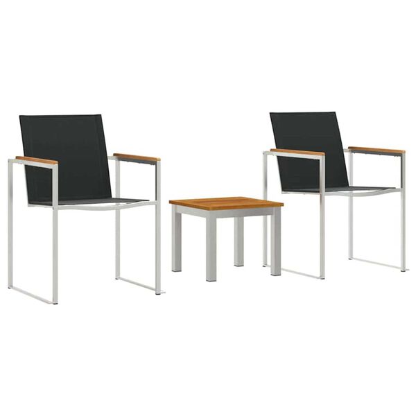 vidaXL Σετ Εξωτερικής Τραπέζης 3 pcs Καφέ και Μαύρο Μασίφ ξύλο teak