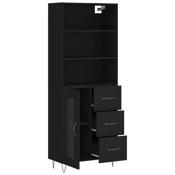 vidaXL Ντουλάπι Μαύρο 69,5x34x180 εκ. από Επεξεργασμένο Ξύλο