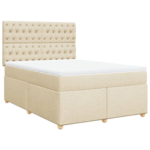 vidaXL &Kappa;&rho;&epsilon;&beta;ά&tau;&iota; Boxspring &mu;&epsilon; &Sigma;&tau;&rho;ώ&mu;&alpha; &Kappa;&rho;&epsilon;&mu; 140x200 &epsilon;&kappa;. &Upsilon;&phi;&alpha;&sigma;&mu;ά&tau;&iota;&nu;&omicron;