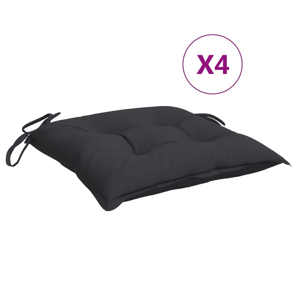 vidaXL Μαξιλάρια Καρέκλας 4 τεμ. Μαύρα 40 x 40 x 7 εκ. Υφασμάτινα