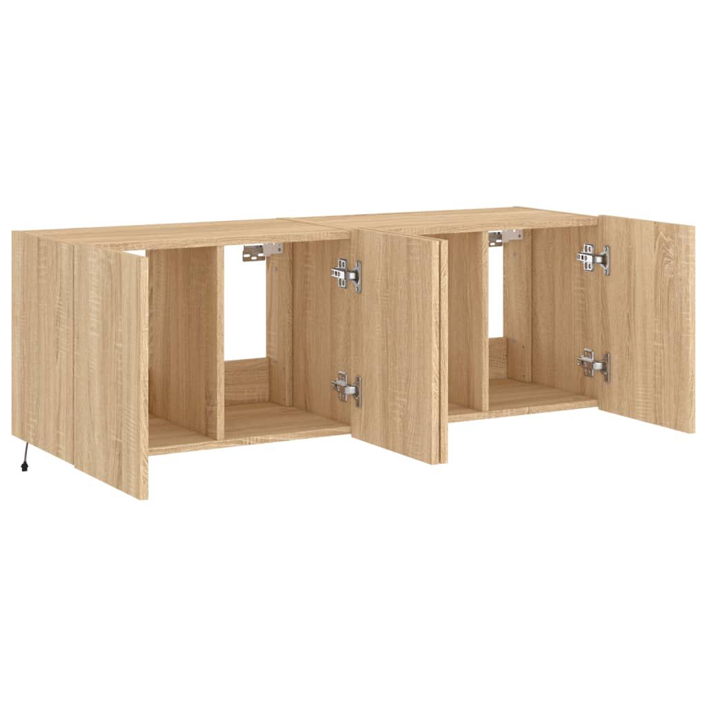 vidaXL Έπιπλα Τοίχου Τηλ. με LED 2 Τεμ. Sonoma Δρυς 60x35x41 εκ.