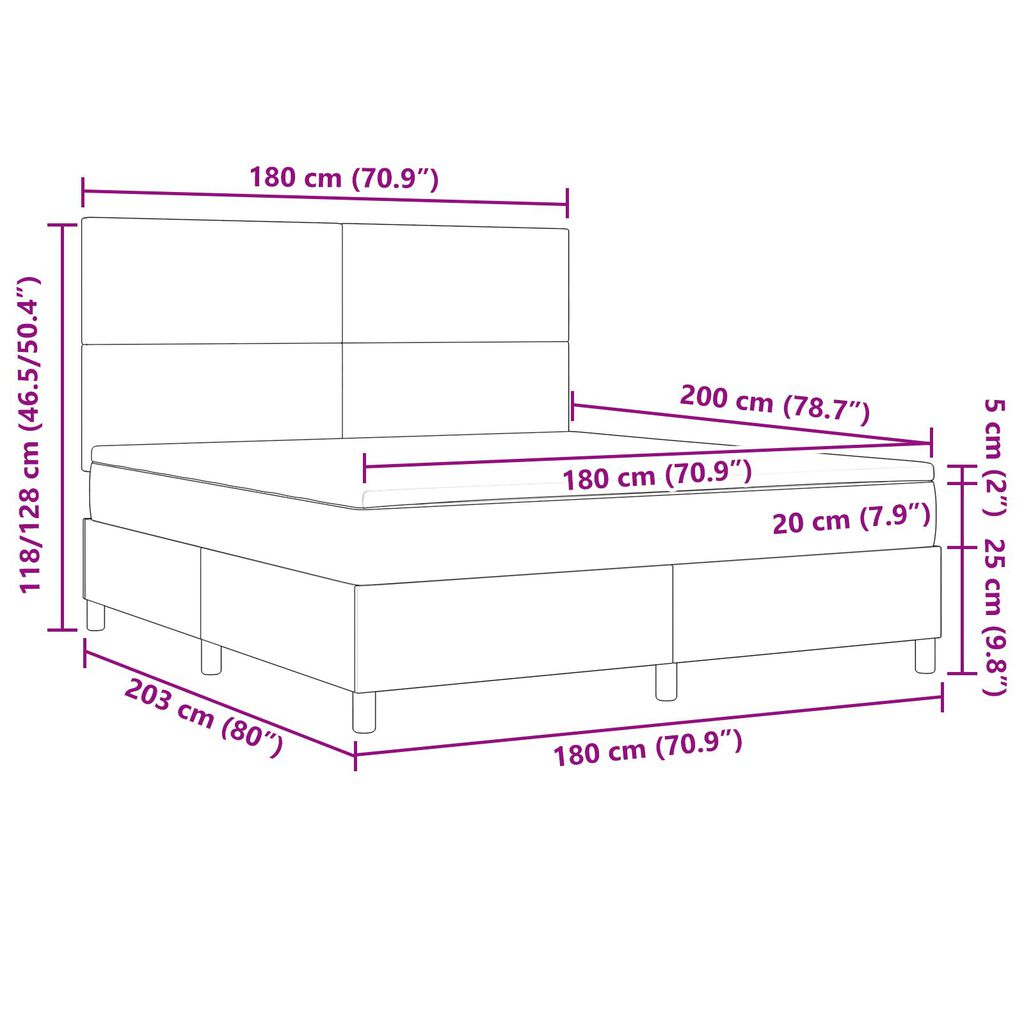 vidaXL Κρεβάτι Box Spring με Στρώμα Σκούρο Γκρι Ύφασμα Βελουτέ