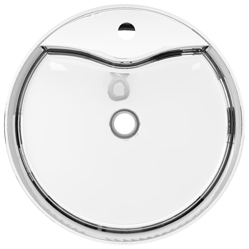 vidaXL Νιπτήρας με Οπή Υπερχείλισης Ασημί 46,5 x 15,5 εκ. Κεραμικός