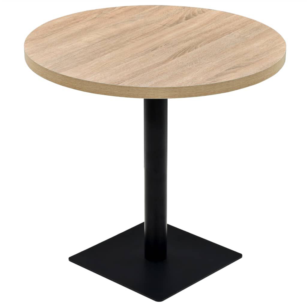 vidaXL Τραπέζι Bistro Στρογγυλό Χρώμα Δρυός 80 x 75 εκ. MDF / Ατσάλι