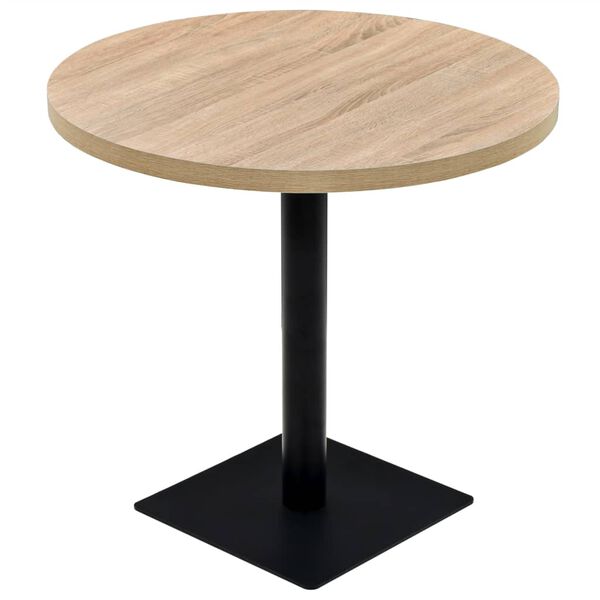 vidaXL Τραπέζι Bistro Στρογγυλό Χρώμα Δρυός 80 x 75 εκ. MDF / Ατσάλι