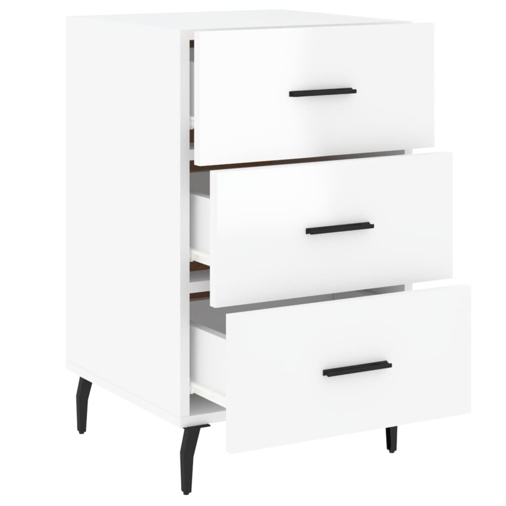 vidaXL Κομοδίνο Γυαλ. Λευκό 40 x 40 x 66 εκ. από Επεξεργασμένο Ξύλο