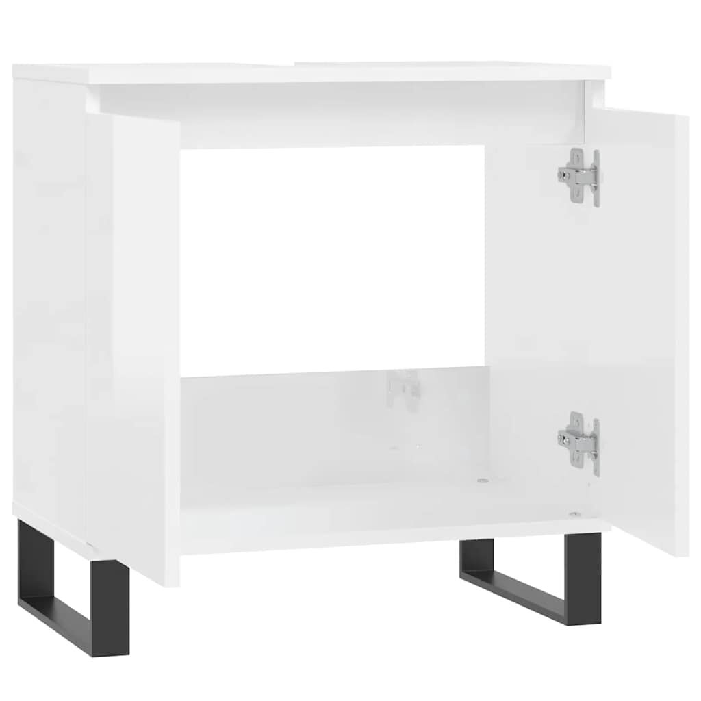 vidaXL Ντουλάπι Μπάνιου Γυαλ. Λευκό 58 x 33 x 60 εκ. από Επεξεργ. Ξύλο