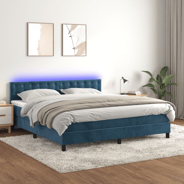 vidaXL &Kappa;&rho;&epsilon;&beta;ά&tau;&iota; Boxspring &mu;&epsilon; &Sigma;&tau;&rho;ώ&mu;&alpha; & LED &Sigma;&kappa;. &Mu;&pi;&lambda;&epsilon; 160x200&epsilon;&kappa;. &Beta;&epsilon;&lambda;&omicron;ύ&delta;&iota;&nu;&omicron;