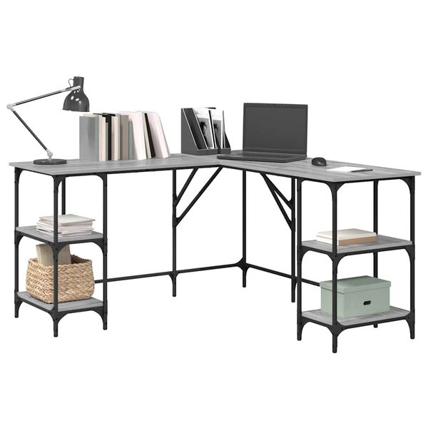 vidaXL Γραφείο Γκρι Sonoma 139x139x75 εκ. από Επεξεργασμένο Ξύλο