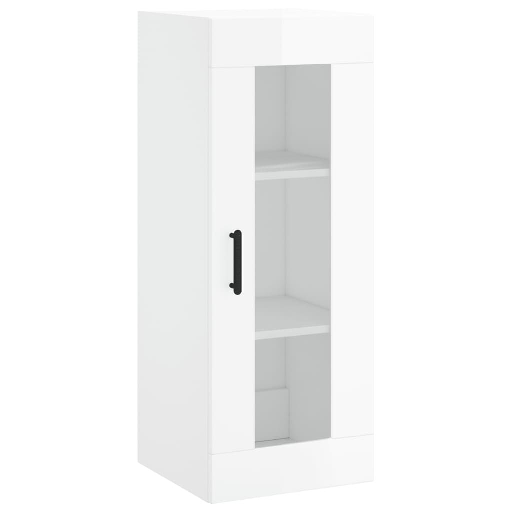 vidaXL Ντουλάπι Γυαλ. Λευκό 34,5 x 34 x 180 εκ. από Επεξεργασμένο Ξύλο