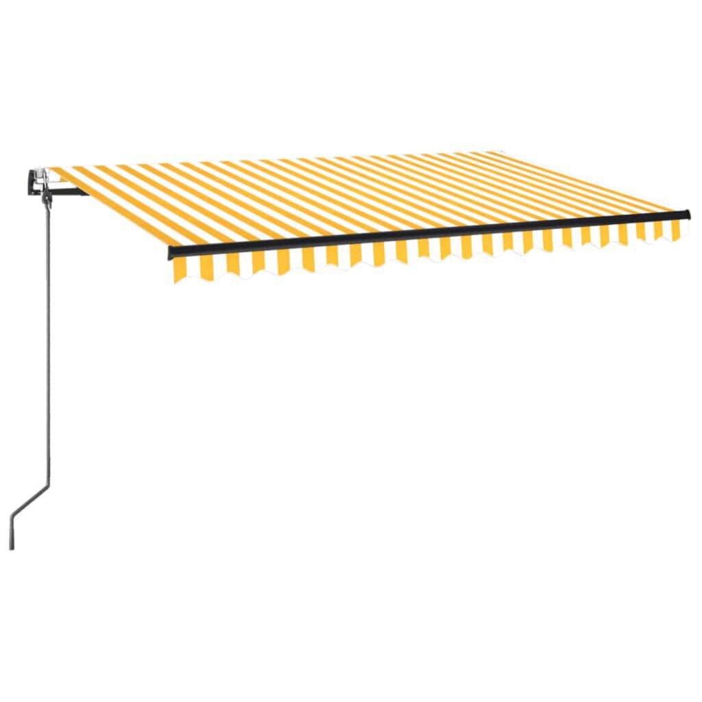 vidaXL Τέντα Αυτόματη με LED & Αισθ. Ανέμου Κίτρινο/Λευκό 450x350 εκ.