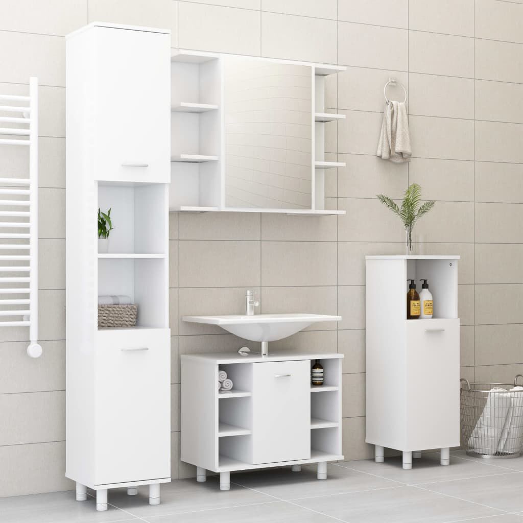 vidaXL Καθρέφτης Μπάνιου με Ντουλάπι Λευκό 80x20,5x64 εκ. Επεξ. Ξύλο