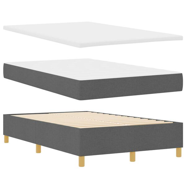 vidaXL Κρεβάτι Box Spring της με στρώμα & LED σκούρο γκρι 120x200 εκ. ύφασμα