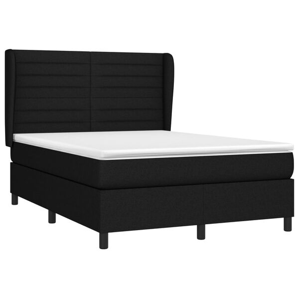 vidaXL Κρεβάτι Boxspring με Στρώμα Μαύρο 140x190 εκ. Υφασμάτινο