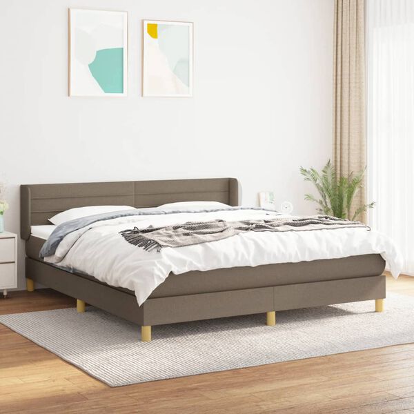 vidaXL &Kappa;&rho;&epsilon;&beta;ά&tau;&iota; Boxspring &mu;&epsilon; &Sigma;&tau;&rho;ώ&mu;&alpha; Taupe 160x200 &epsilon;&kappa;. &Upsilon;&phi;&alpha;&sigma;&mu;ά&tau;&iota;&nu;&omicron;