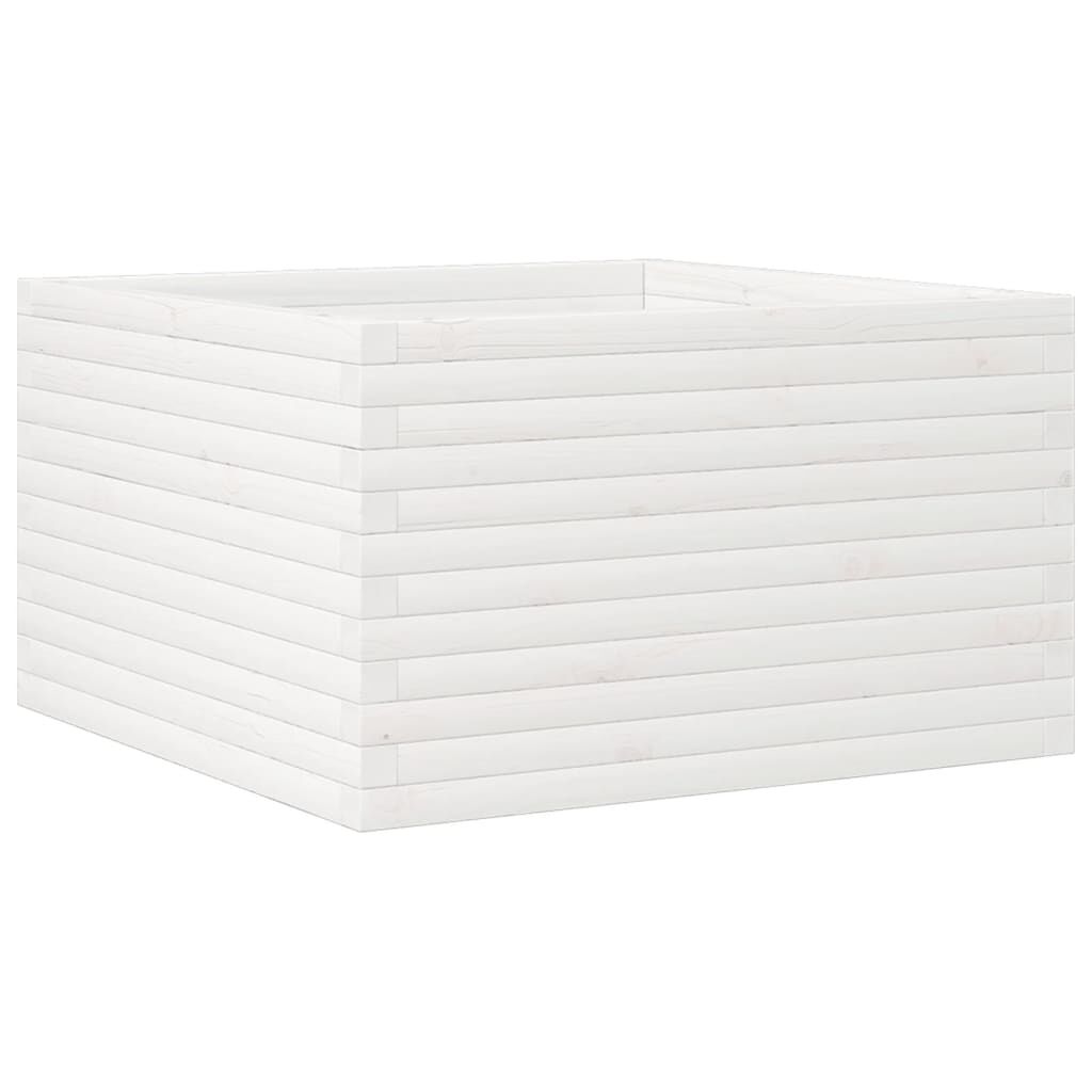 vidaXL Ζαρντινιέρα Κήπου Λευκή 80x80x45,5 εκ. από Μασίφ Ξύλο Πεύκου