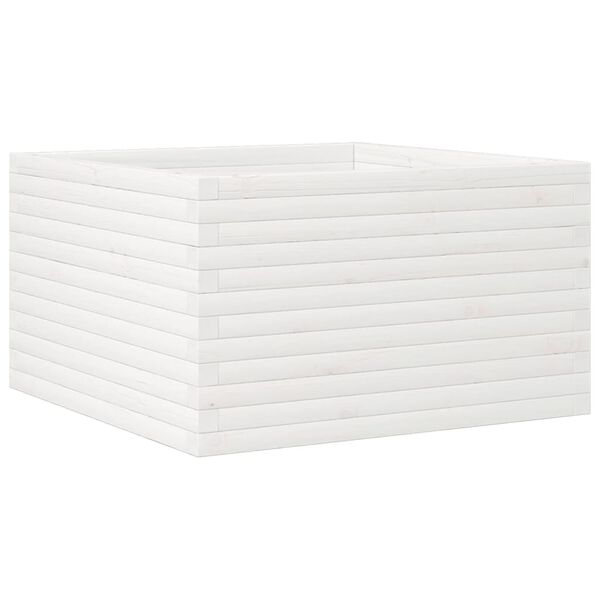 vidaXL Ζαρντινιέρα Κήπου Λευκή 80x80x45,5 εκ. από Μασίφ Ξύλο Πεύκου