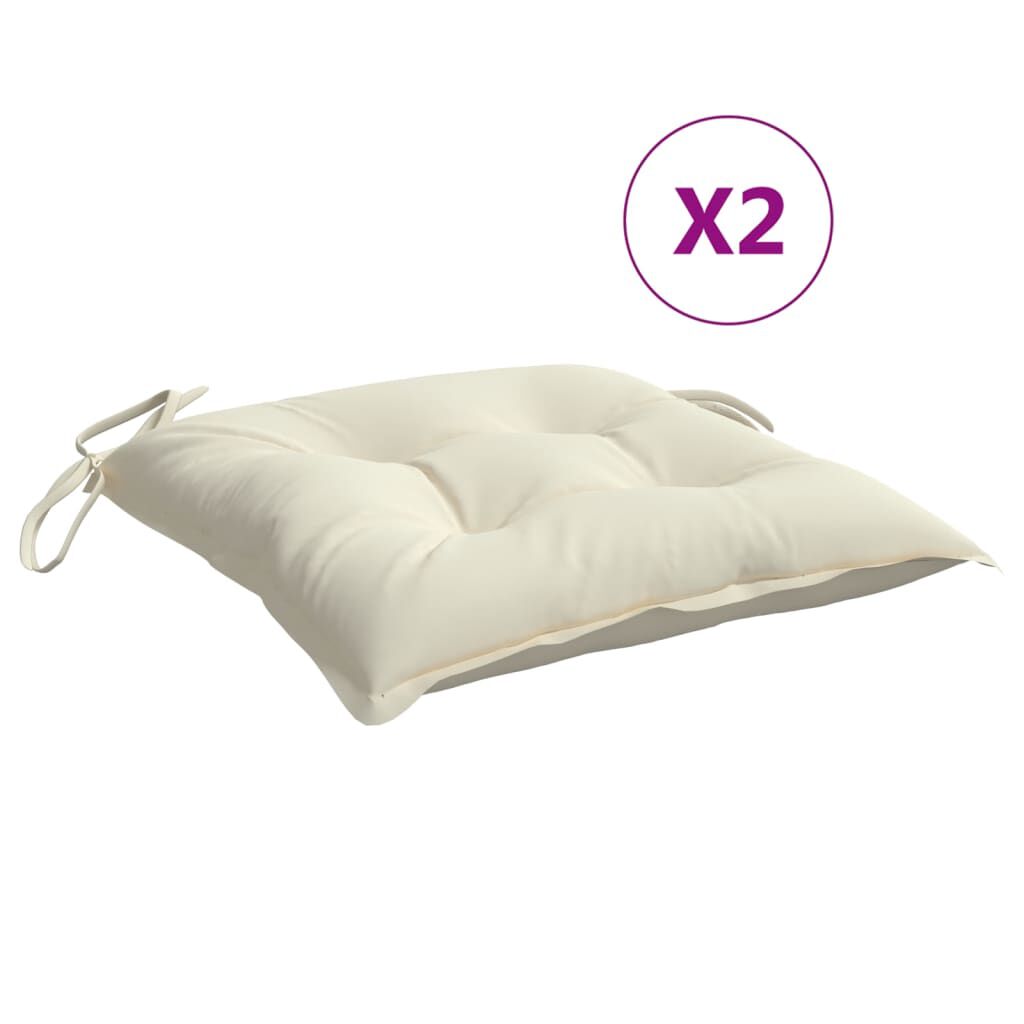 vidaXL Μαξιλάρια Καρέκλας Κήπου 2 τεμ. Λευκά 40x40x7 εκ. Υφασμάτινα
