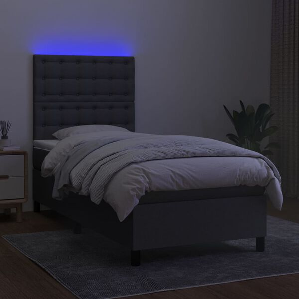 vidaXL &Kappa;&rho;&epsilon;&beta;ά&tau;&iota; Boxspring &mu;&epsilon; &Sigma;&tau;&rho;ώ&mu;&alpha; & LED &Sigma;&kappa;.&Gamma;&kappa;&rho;&iota; 80x200 &epsilon;&kappa;. &Upsilon;&phi;&alpha;&sigma;&mu;ά&tau;&iota;&nu;&omicron;