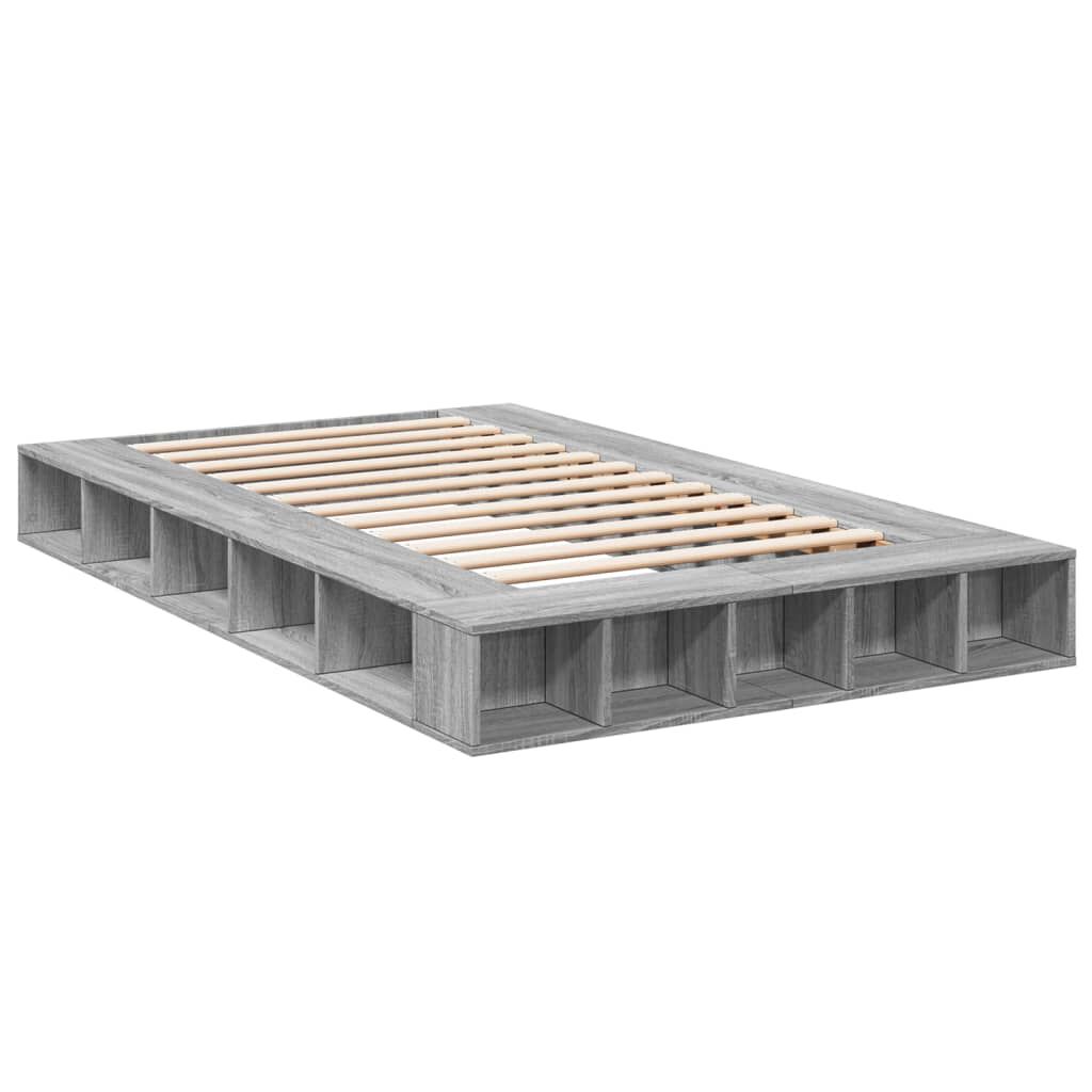 vidaXL Πλαίσιο Κρεβατιού Γκρι Sonoma 135x190 εκ. Επεξεργασμένο Ξύλο