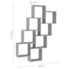 vidaXL Ράφι Κύβος Τοίχου Γκρι Σκυροδ. 90 x 15 x 119εκ. από Επεξ. Ξύλο