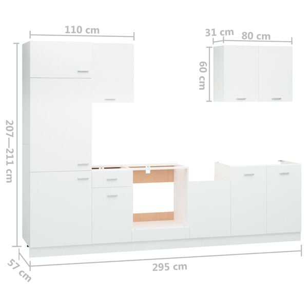 vidaXL Σετ Ντουλάπια Κουζίνας 7 Τεμαχίων Λευκό Μοριοσανίδα